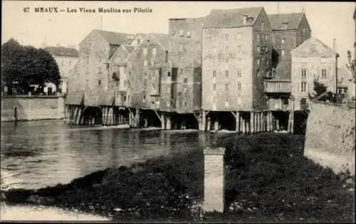 Ak Meaux Seine-et-Marne, Vieux Moulins sur Pilotis