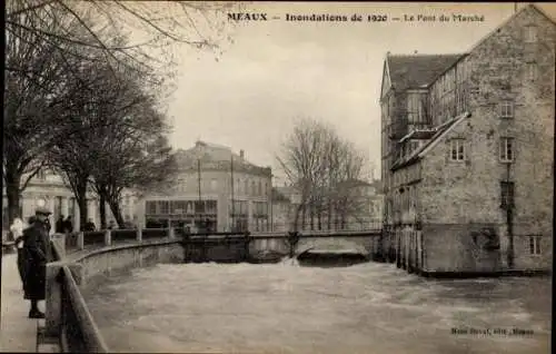 Ak Meaux Seine-et-Marne, Hochwasser 1920 in  Pont du Marche