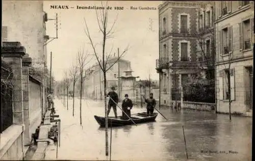 Ak Meaux Seine-et-Marne, Inondations de 1920 Rue Gambetta