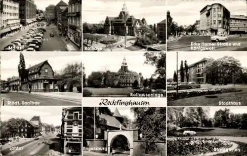 Ak Recklinghausen im Ruhrgebiet, Marki, Rathaus, Städt. Saalbau, Rathausanlage,  Lohtor, Engel...