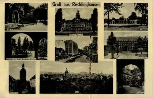 Ak Recklinghausen im Ruhrgebiet, Durchblick zur Staat, Bergwerks Direktion, Petruskirche, Rath...