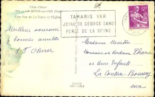 Ak La Seyne sur Mer Var, One Street, Kirche