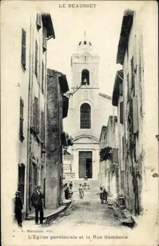 Ak Le Beausset Var, Pfarrkirche, Rue Gambetta