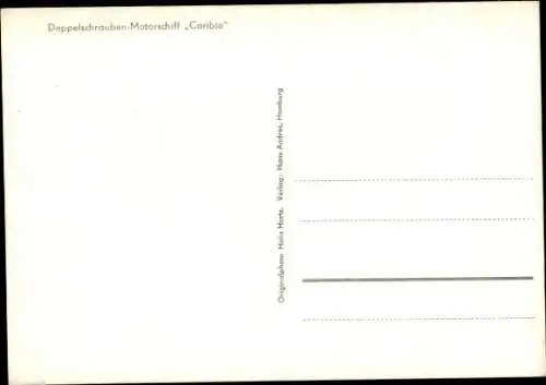 Ak Dampfschiff Caribia, Doppelschraubenmotorschiff, HAPAG, Hans Hartz