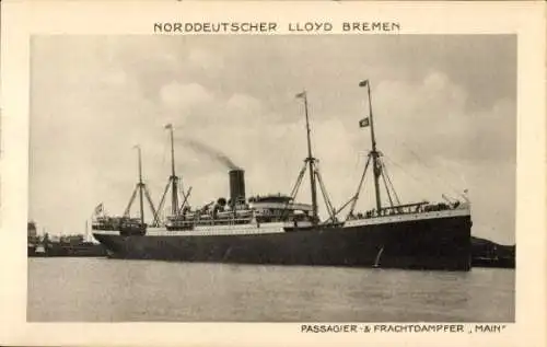 Ak Passagier- und Frachtdampfer Main, Dienst Bremen - Baltimore, Norddeutscher Lloyd Bremen