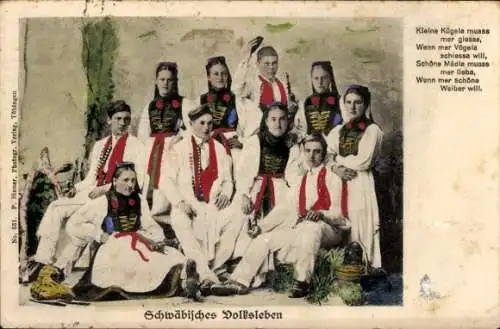 Ak Schwäbische Volkstrachten, Gruppenfoto,Frauen,Männer