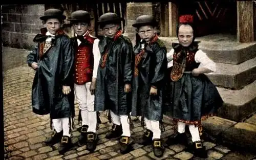 Ak Hessische Trachten, Schwälmer Kinder im Sonntagsstaat