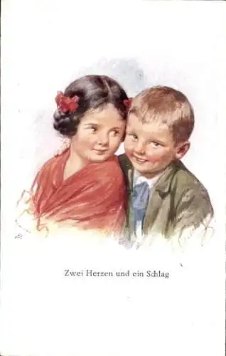 Künstler Ak Feiertag, K., Liebespaar, Kinder, Portrait