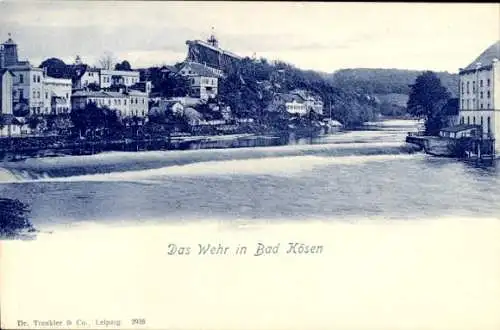 Ak Bad Kösen Naumburg an der Saale, Das Wehr in  Dr. Trenkler & Co., Leipzig. 2928