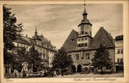 Ak Jena in Thüringen, Rathaus, Bismarckbrunnen