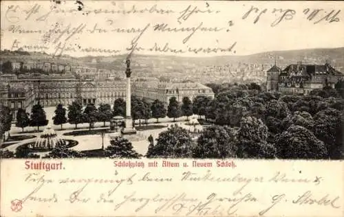 Ak Stuttgart in Württemberg, Schlossplatz, Altes Schloss, Neues Schloss