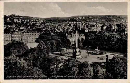 Ak Stuttgart in Württemberg, Schlossplatz mit neuem und altem Schloss