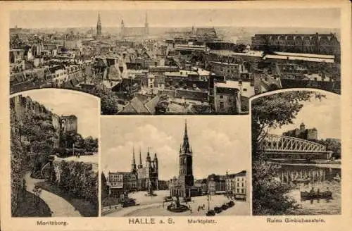 Ak Halle an der Saale, Moritzburg, Halle a. S. Marktplatz, Ruine Giebichenstein