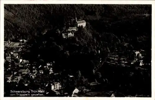 Ak Schwarzburg in Thüringen, Kirchfelsen im Schwarzatal,  Blick vom Trippsteinhäuschen