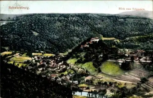 Ak Schwarzburg in Thüringen, Blick vom Trippstein.