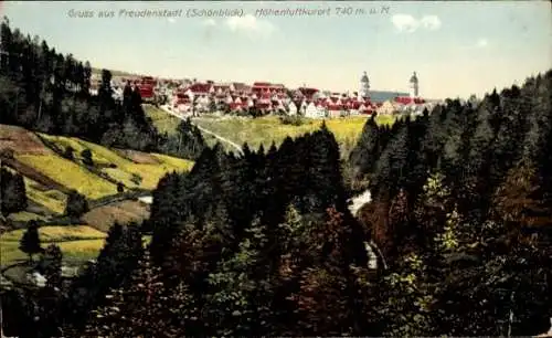 Ak Freudenstadt im Schwarzwald, Gruß aus Freudenstadt (Schönblick). Höhenluftkurort 740 m. ü. M.