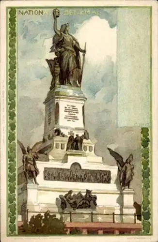 Litho Rüdesheim am Rhein in Hessen, Nationaldenkmal