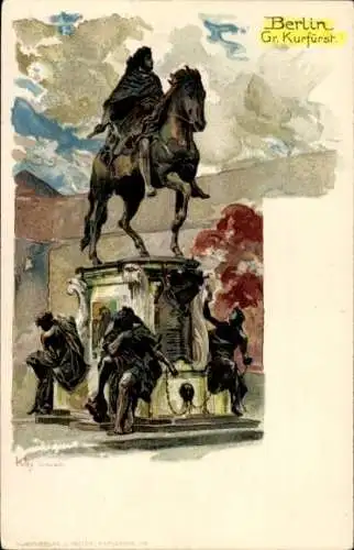 Künstler Litho Kley, Berlin Mitte, Großer Kurfürst, Reiterdenkmal