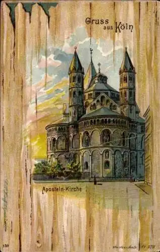 Litho Köln am Rhein, Aposteln Kirche