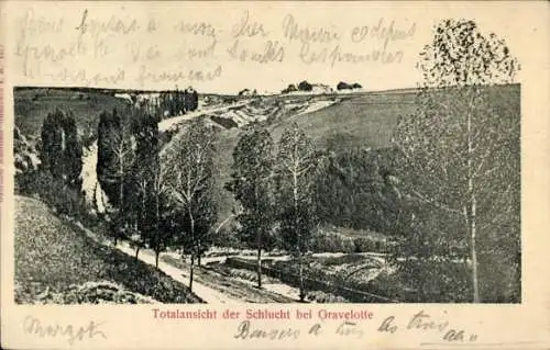 Ak Gravelotte Lothringen Moselle, Gesamtansicht der Schlucht