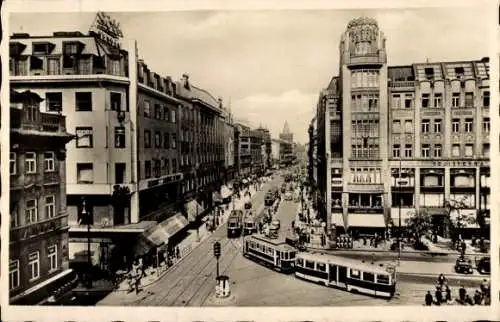 Ak Praha Prag Tschechien, Graben, Strassenansicht mit Straßenbahn