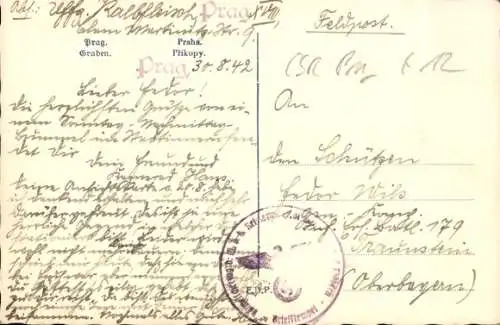 Ak Praha Prag Tschechien, Graben, Strassenansicht mit Straßenbahn