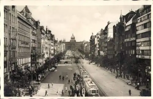 Ak Praha Prag Tschechien, Blick auf den Wenzelsplatz mit dem Nationalmuseum