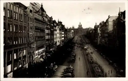 Ak Praha Prag Tschechien, Václavské náměstí, Wenzelsplatz,  Wenzelsplatz mit Blickrichtung zum...