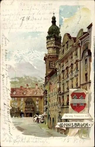 Wappen Litho Innsbruck Tirol Österreich, Herzog Friedrichstraße