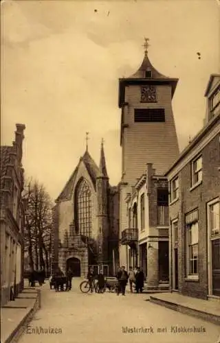 Ak Enkhuizen Noord-Holland Nederland, Westerkerk, Klokkenhuis