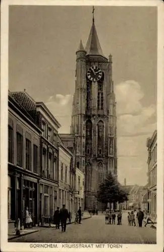 Ak Gorinchem Zuid-Holland Nederland, Kruisstraat, Toren