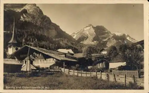 Ak Gsteig bei Gstaad Kanton Bern, Teilansicht vom Ort mit Oldenhorn