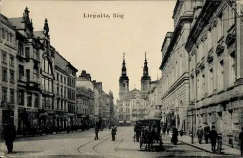 Ak Legnica Liegnitz Schlesien, Ring, Kutsche