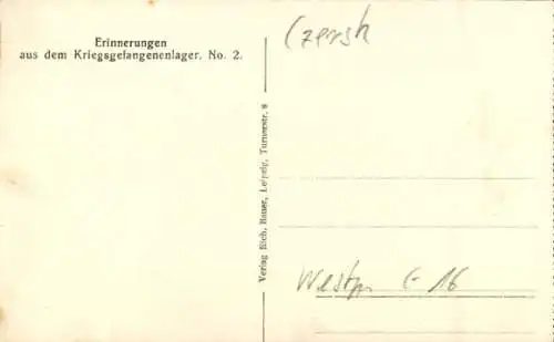 Ak Czersk Westpreußen, Erinnerungen aus dem Kriegsgefangenenlager No. 2, Ankunft der Gefangenen