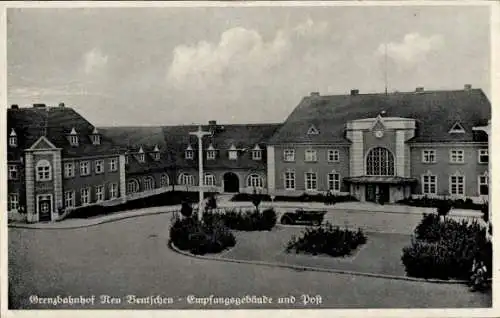 Ak Zbąszynek Neu Bentschen Ostbrandenburg, Grenzbahnhof, Empfangsgebäude und Post