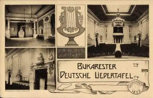 Ak București Bukarest Rumänien, Bukarester Liedertafel, Durch's Lied zur Tat