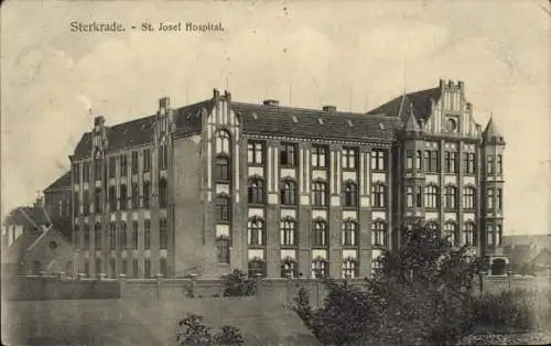 Ak Sterkrade Oberhausen am Rhein, St. Josef Hospital, historische Architektur, schwarze und we...