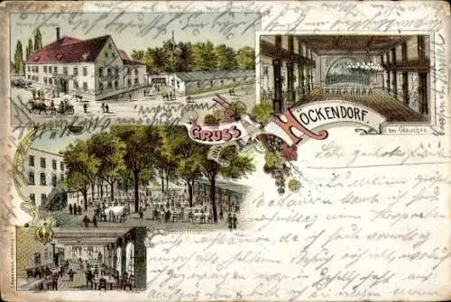 Litho Höckendorf Glauchau in Sachsen, Gasthaus, Ballsaal