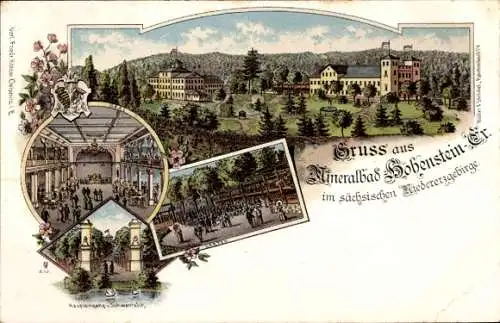 Litho Hohenstein Ernstthal Landkreis Zwickau, Mineralbad, Garten, Saal