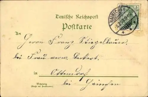 Litho Hainichen in Sachsen, Gesamtansicht, Neue Kirche