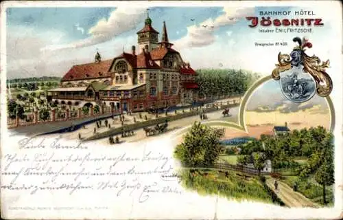 Wappen Litho Jössnitz Plauen im Vogtland, Bahnhof Hotel