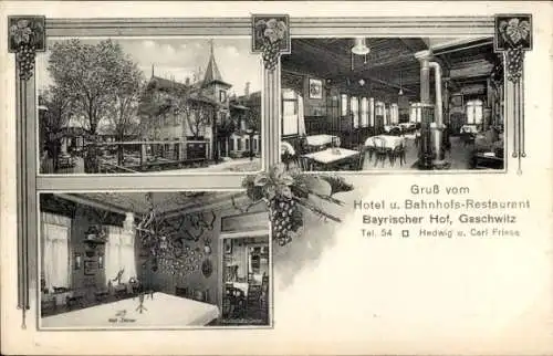 Ak Gaschwitz Markkleeberg in Sachsen, Hotel u. Bahnhofs-Restaurant Bayrischer Hof,  Innenansic...