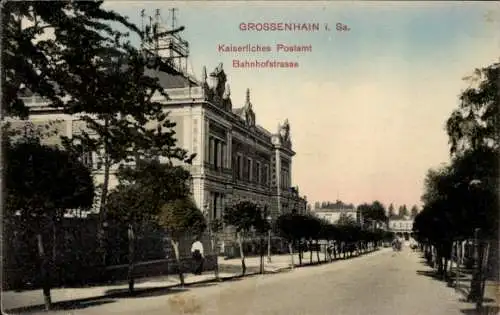 Ak Großenhain Sachsen, Kaiserliches Postamt, Bahnhofstraße