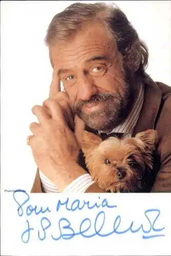 Ak Schauspieler Jean Paul Belmondo, Portrait, Autogramm, Terrier