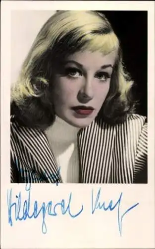 Ak Sängerin und Schauspielerin Hildegard Knef, Portrait, Autogramm