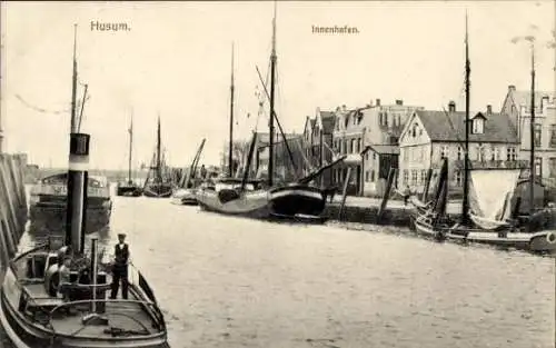 Ak Husum in Nordfriesland, Innenhafen