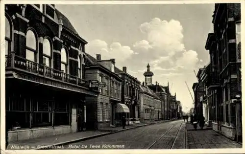 Ak Waalwijk Nordbrabant Niederlande, Grootestraat, Hotel De Twee Kolommen