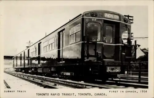 Ak Toronto Ontario Kanada, Subway Train, First in Canada, 1954, Toronto Rapid Transit