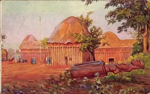 Künstler Ak Kamerun, Der Palast Njojas und die Basler Missionskirche