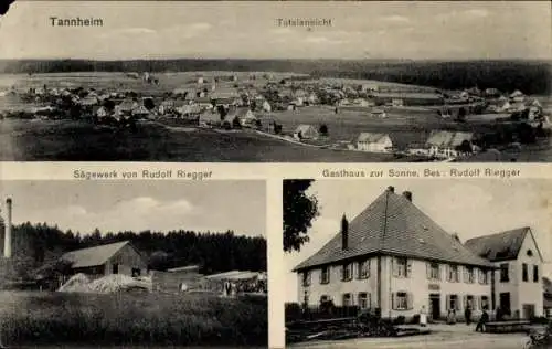 Ak Tannheim Villingen Schwenningen im Schwarzwald, Sägewerk R. Riegger, Zur Sonne, Inh. R. Riegger